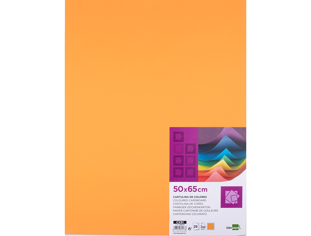 Cartulina liderpapel 50x65 cm 240g/m2 nectarina paquete de 25 hojas