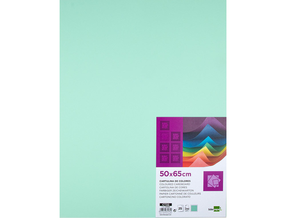 Cartulina liderpapel 50x65 cm 240g/m2 verde navidad paquete de 25 hojas