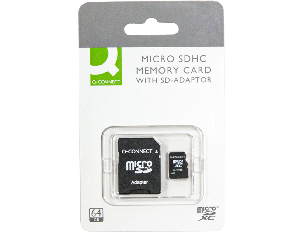 Memoria sd micro q-connect flash 64 gb clase 10 con adaptador