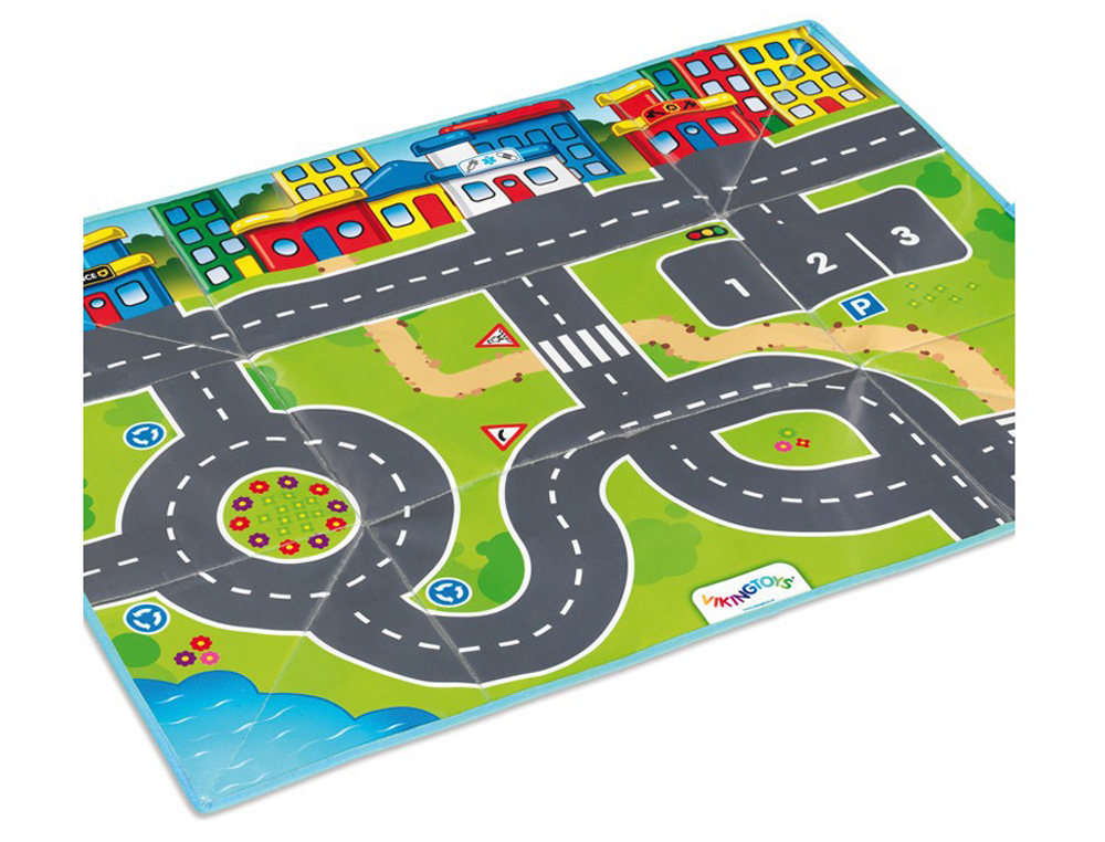 Juego vikingtoys circuito + 2 vehiculos 90x70 cm