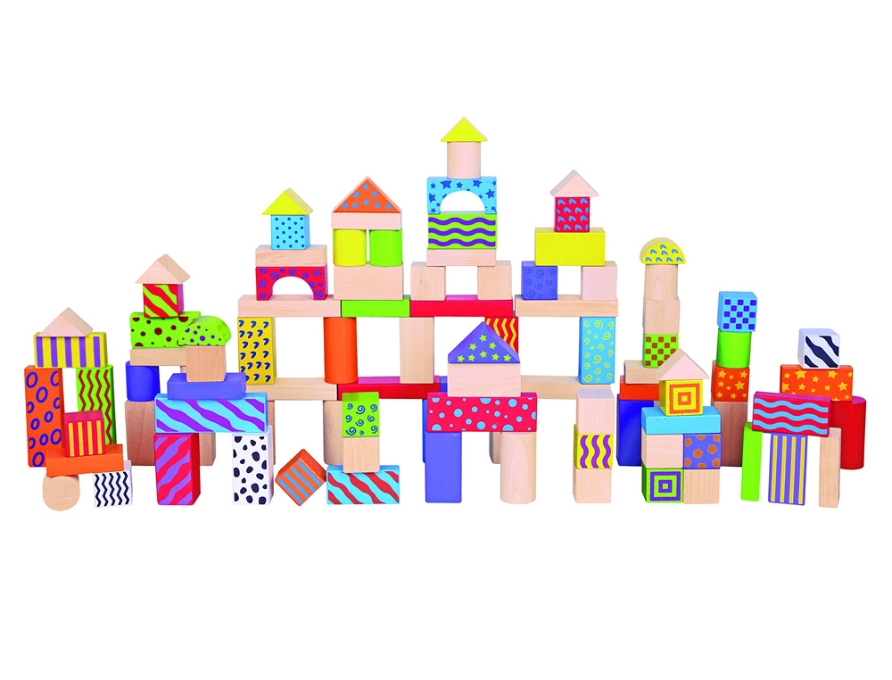 Juego andreutoys bloques maderas 100 piezas 22,5x22 cm
