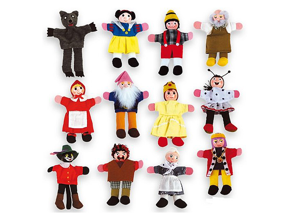 Juego andreutoys marioneta de dedos personajes cuentos infantiles surtidos 30cm caja de 12 unidades