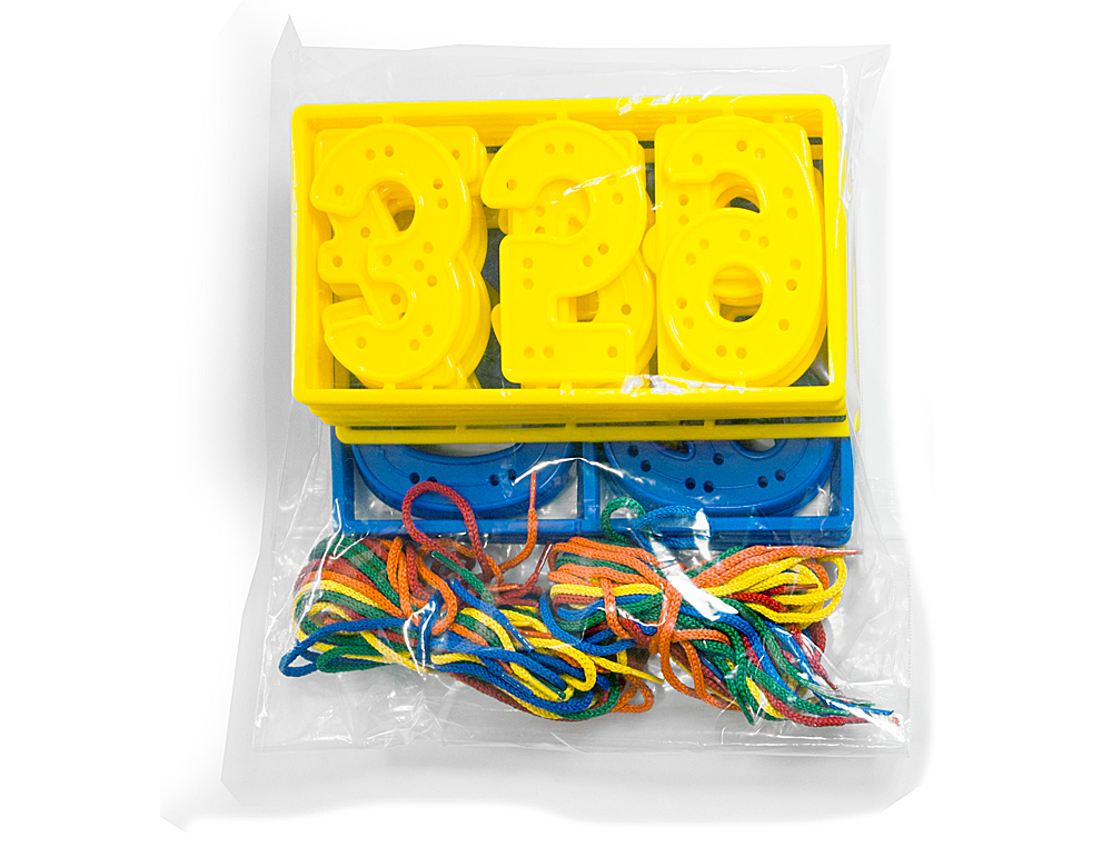 Juego miniland numeros para coser 7 cm 40 piezas + 20 cordones