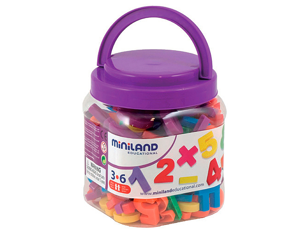 Juego miniland numeros magneticos y simbolos matematicos bote de 162 piezas