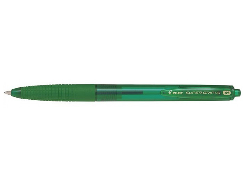 Boligrafo pilot super grip g verde retractil sujecion de caucho tinta base de aceite