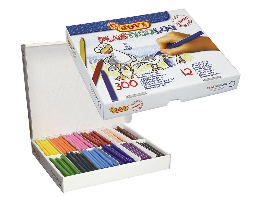 Lapices cera jovi plasticolor caja de 300 unidades 25 colores surtidos