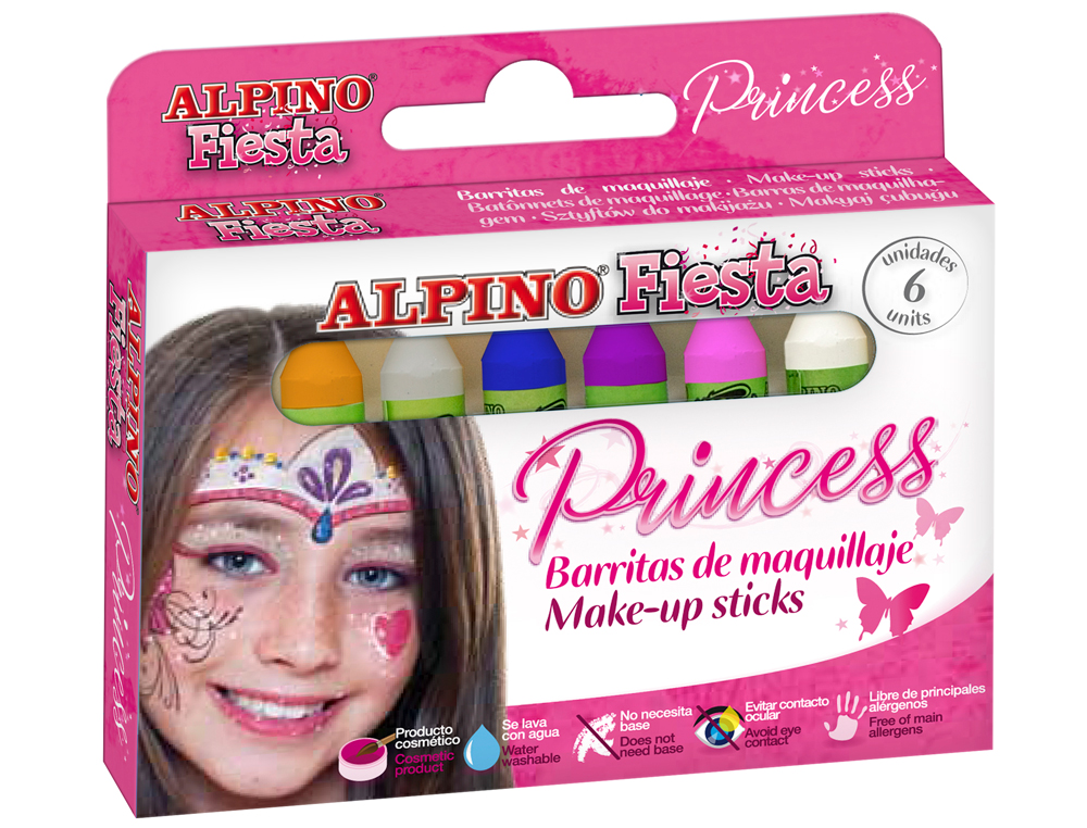 Barra maquillaje alpino estuche de maquillaje princess 6 colores