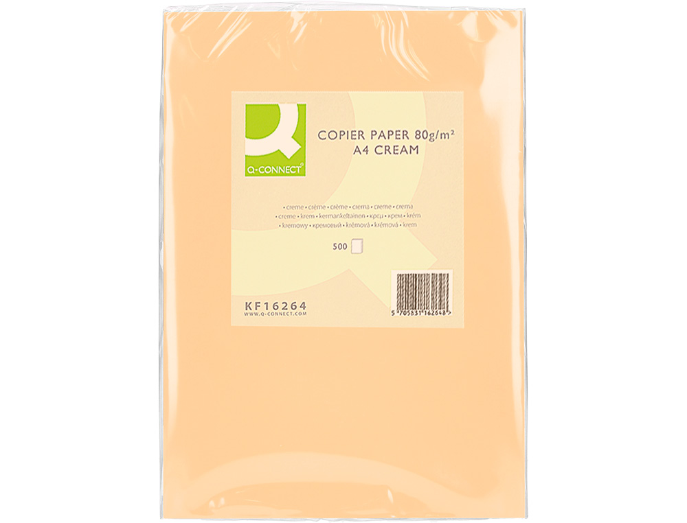 Papel color q-connect din a4 80gr crema paquete de 500 hojas