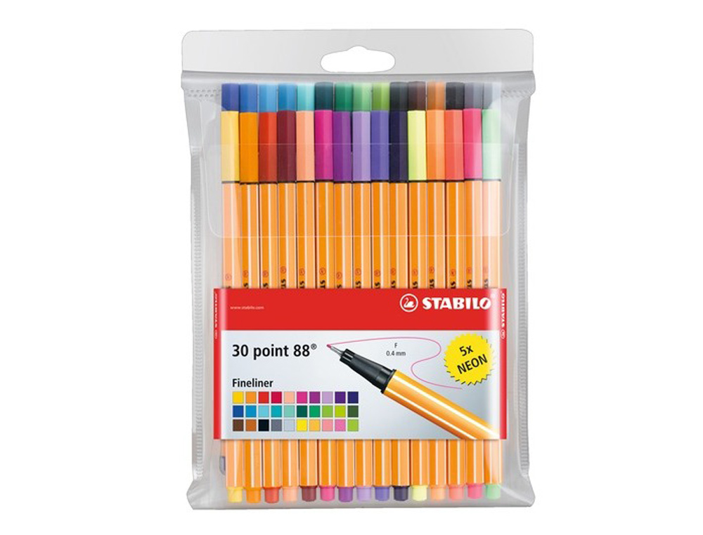 Rotulador stabilo point 88 colores neon estuche 25+5 unidades