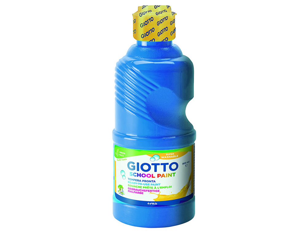 Tempera liquida giotto escolar lavable 500 ml azul cyan