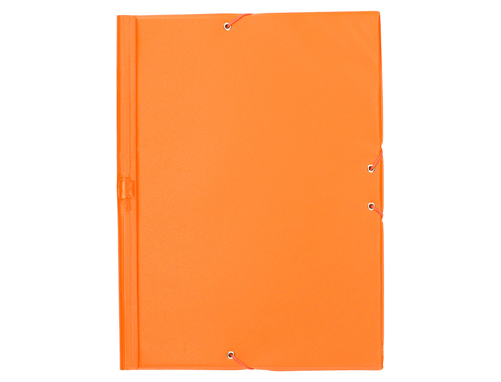 Carpeta liderpapel gomas plastico folio solapas color naranja