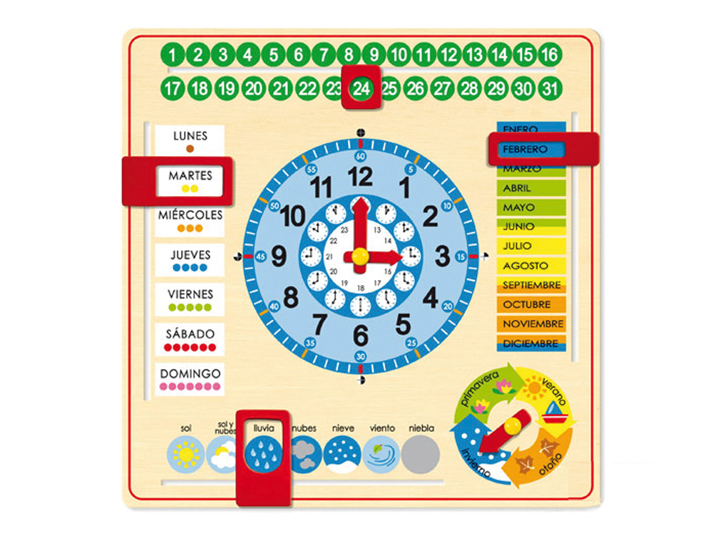 Juego goula didactico reloj calendario castellano