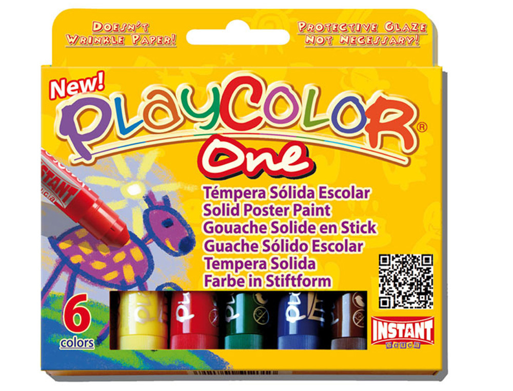 Tempera solida en barra playcolor pocket escolar caja de 12 colores  surtidos en