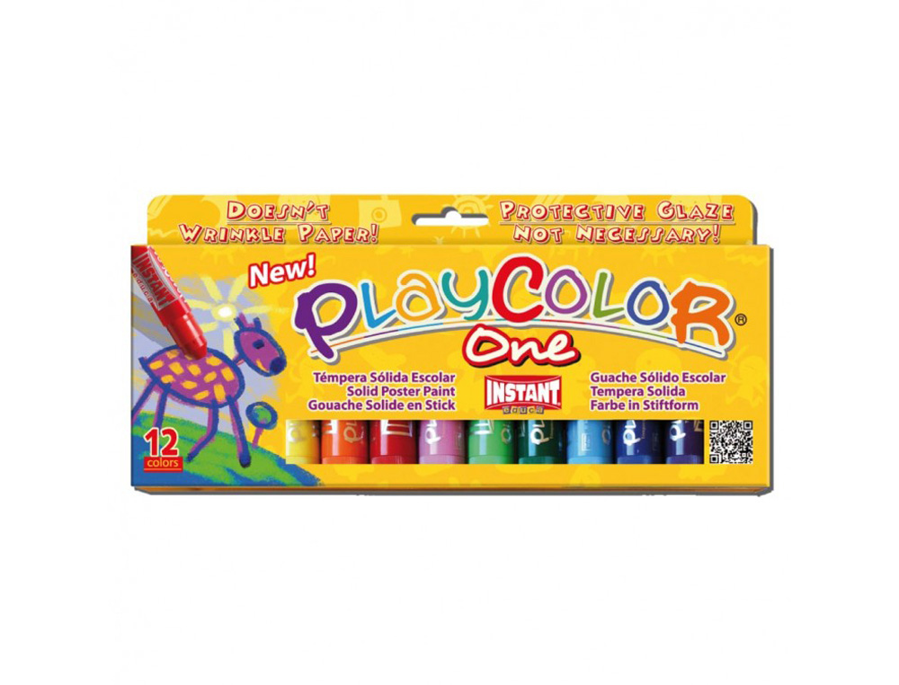 Tempera solida en barra playcolor escolar caja de 12 colores surtidos