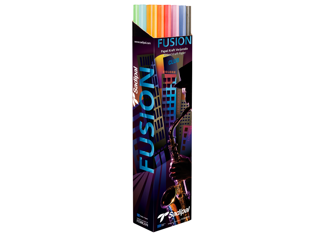 Papel kraft fusion 1x3 mt expositor 24 rollos colores surtidos