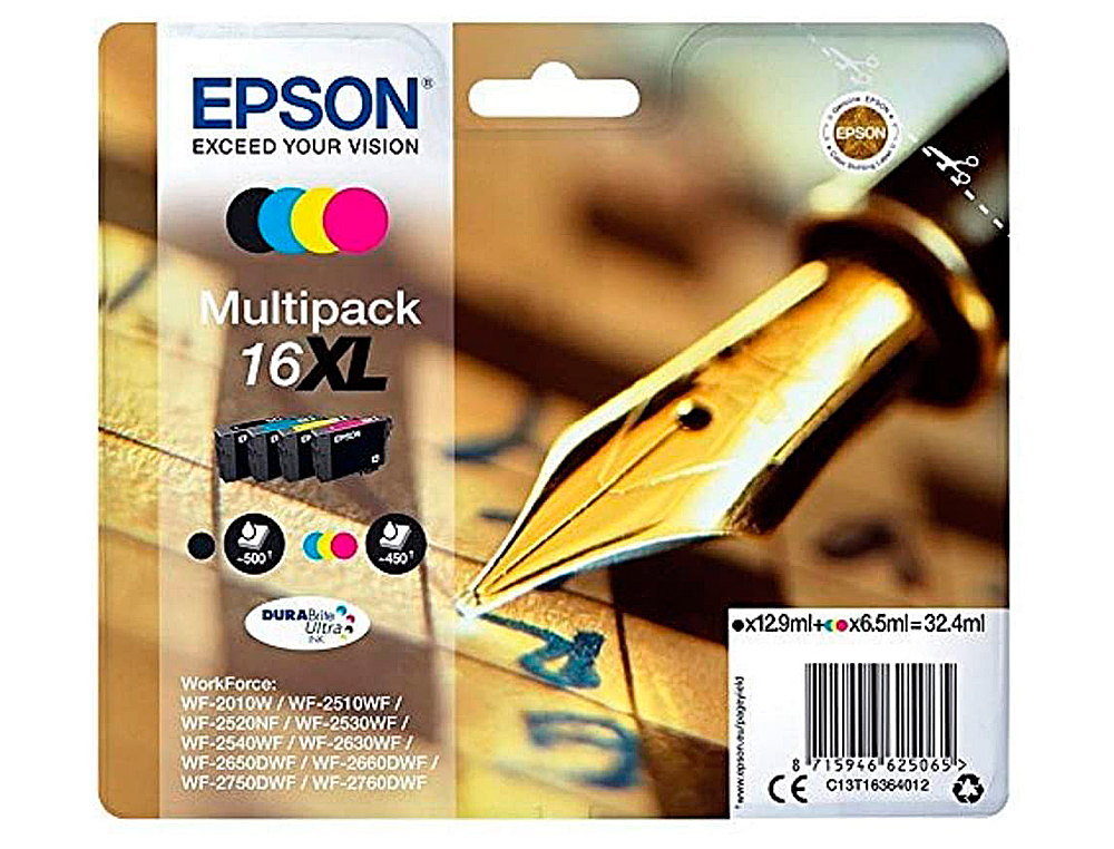 Ink-jet epson 16xl multipack workforce wf-2010w wf-2510wf wf-2520nf wf-2530wf wf-2540wf negro amaril