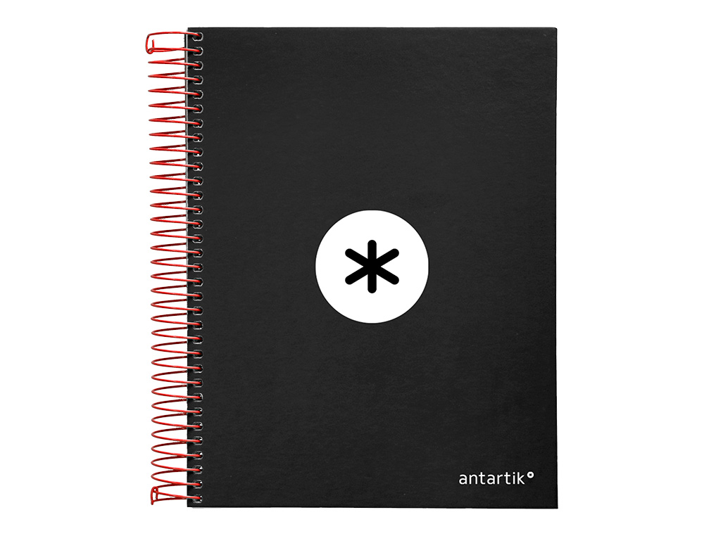 CUADERNO ESPIRAL A5 MICRO ANTARTIK TAPA FORRADA120H 90 GR CUADRO 5MM 5 BANDAS6 TALADROS COLOR NEGRO