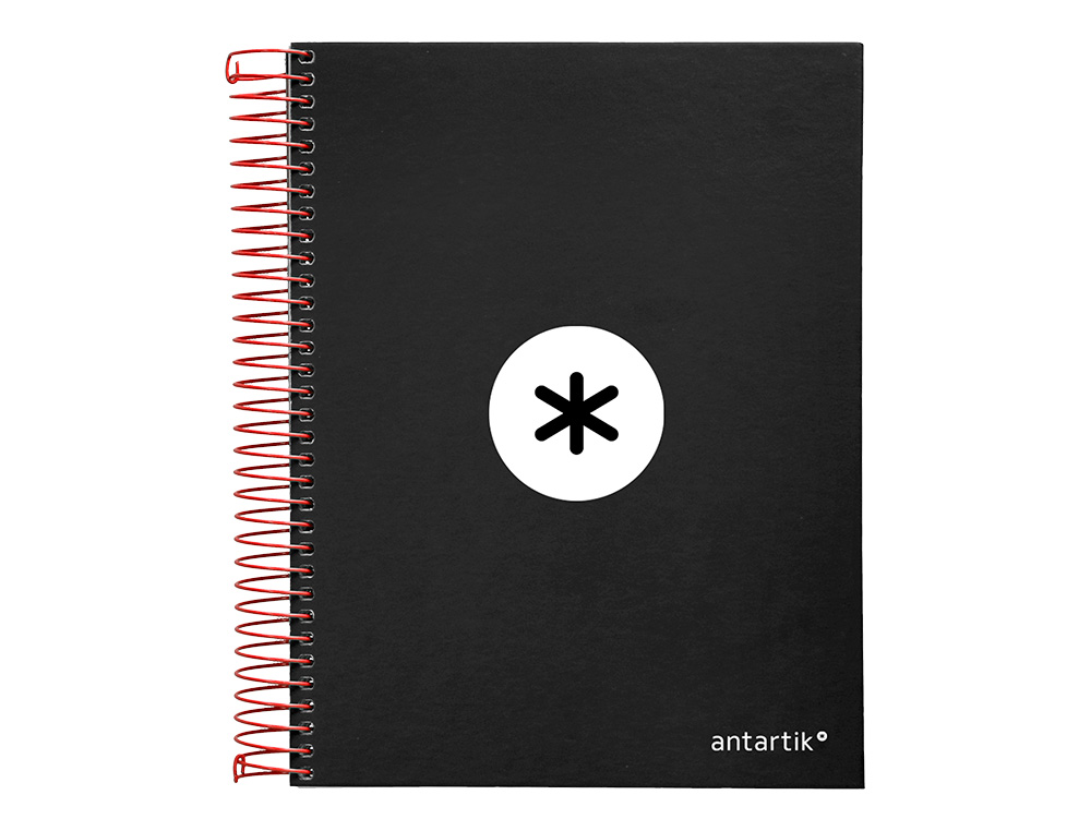 Cuaderno espiral liderpapel a5 micro antartik tapa forrada120h 90 gr cuadro 5mm 5 bandas6 taladros color negro