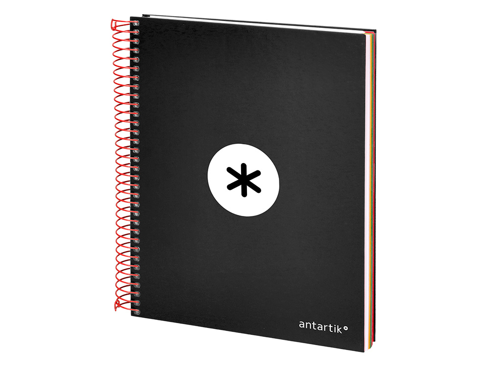 CUADERNO ESPIRAL A5 MICRO ANTARTIK TAPA FORRADA120H 90 GR CUADRO 5MM 5 BANDAS6 TALADROS COLOR NEGRO