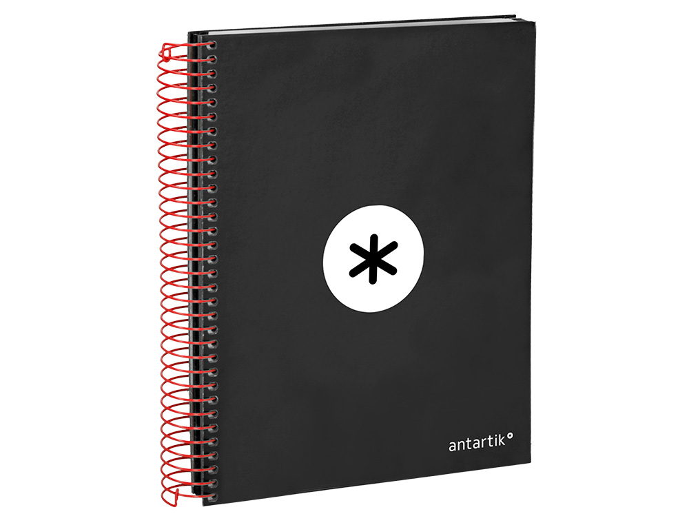 CUADERNO ESPIRAL A5 MICRO ANTARTIK TAPA FORRADA120H 90 GR CUADRO 5MM 5 BANDAS6 TALADROS COLOR NEGRO