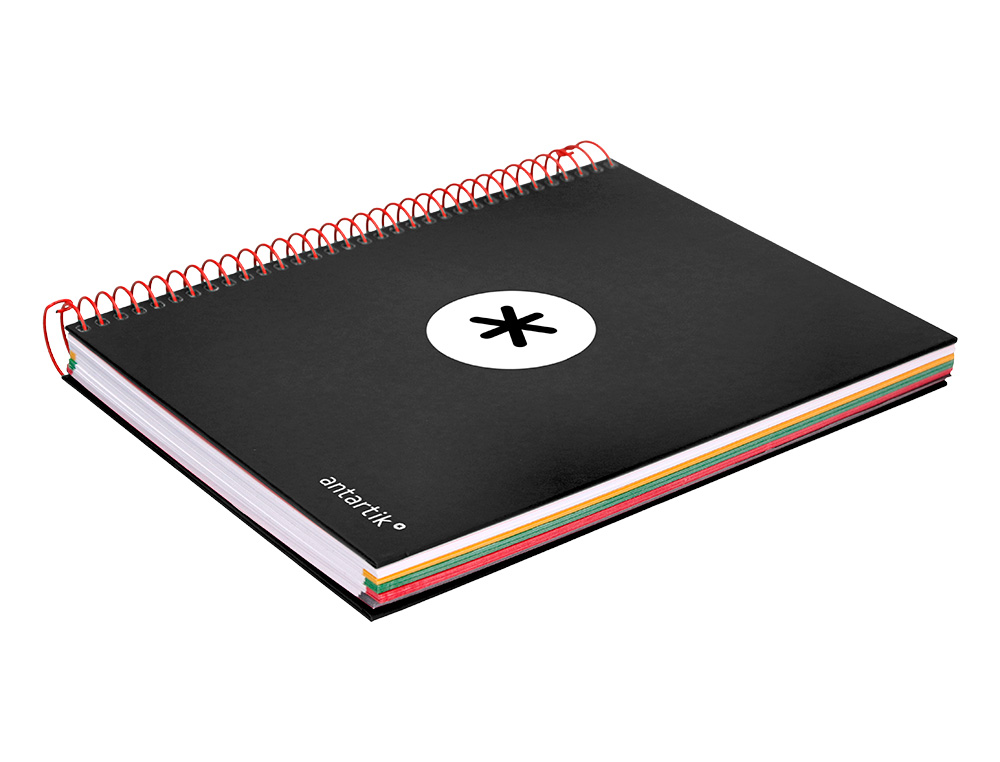 CUADERNO ESPIRAL A5 MICRO ANTARTIK TAPA FORRADA120H 90 GR CUADRO 5MM 5 BANDAS6 TALADROS COLOR NEGRO