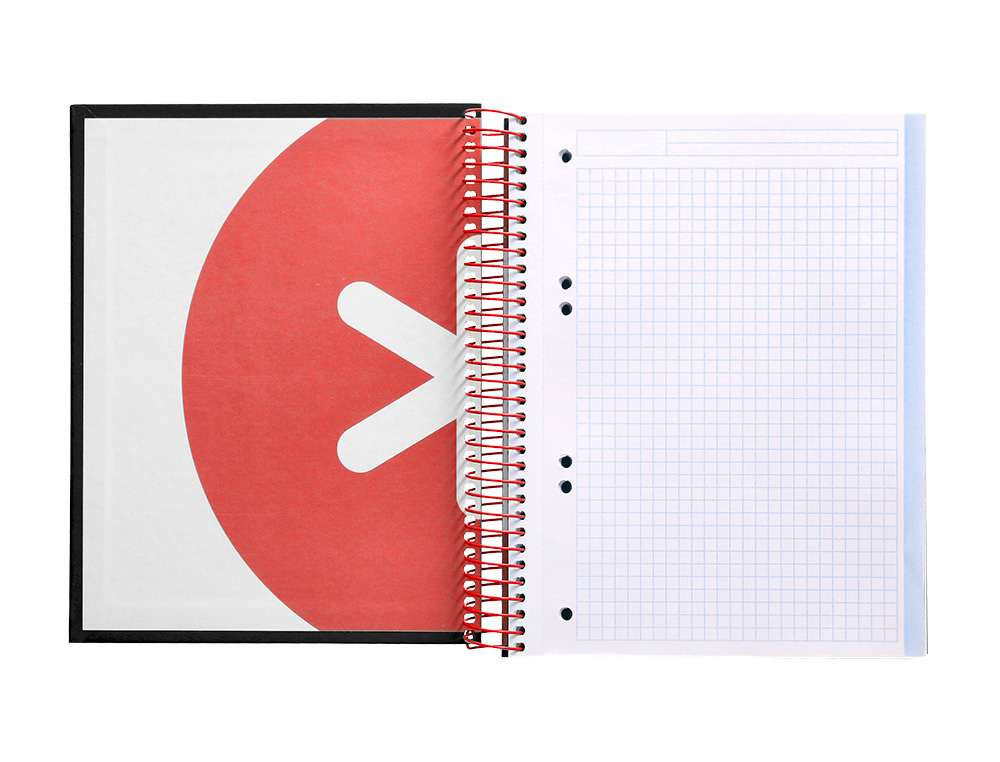 CUADERNO ESPIRAL A5 MICRO ANTARTIK TAPA FORRADA120H 90 GR CUADRO 5MM 5 BANDAS6 TALADROS COLOR NEGRO