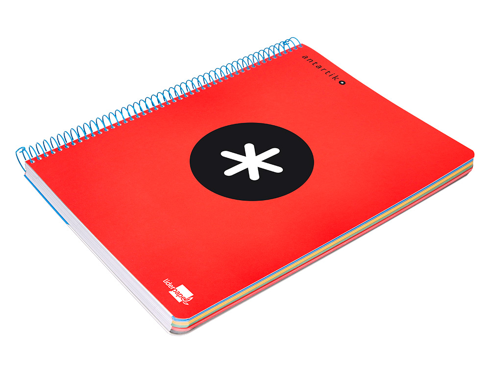 CUADERNO ESPIRAL LIDERPAPEL FOLIO ANTARTIK TAPA PLASTICO 80H 100 GR HORIZONTAL CON MARGEN COLORES SURTIDOS