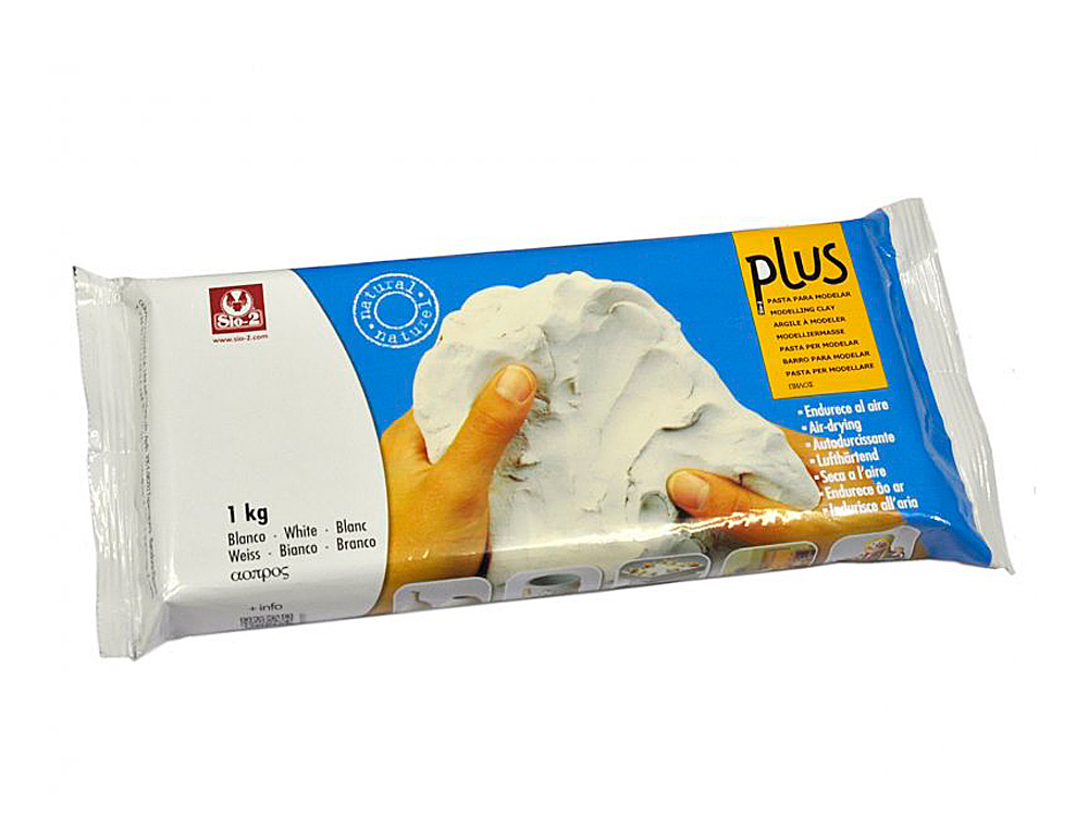 Arcilla Sio-2 Plus que Endurece Al Aire Blanco Paquete de 1 Kg. Pasta y arcilla  para modelar . La Superpapelería