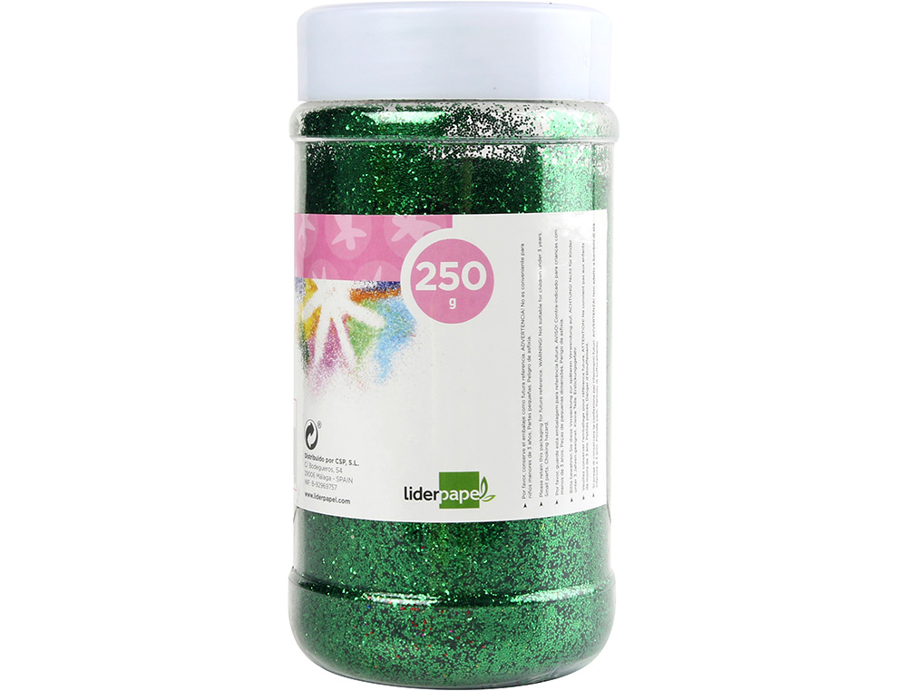 Purpurina liderpapel fantasia color verde metalizado bote de 250 gr