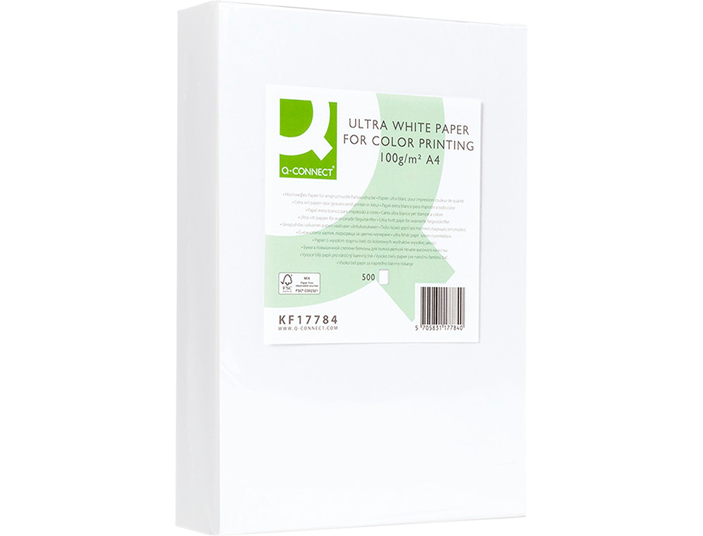 PAPEL FOTOCOPIADORA Q-CONNECT ULTRA WHITE DIN A4 100 GRAMOS PAQUETE DE 500 HOJAS
