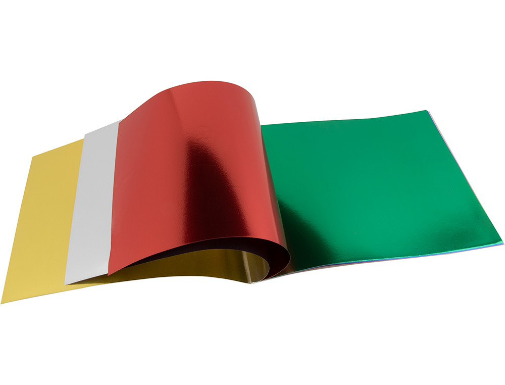 BLOC TRABAJOS MANUALES LIDERPAPEL PAPEL METALIZADO 240X315 MM 10 HOJAS COLORES SURTIDOS