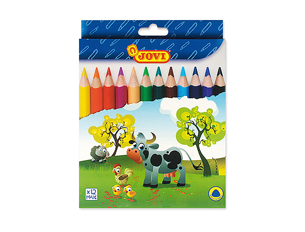 Lapices de colores jovi maxi triangulares estuche de 12 colores surtidos