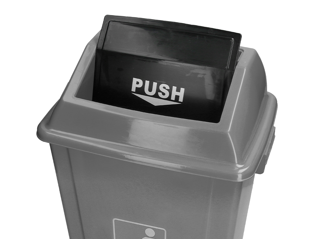 PAPERERA CONTENIDOR Q-CONNECT PLÀSTIC AMB TAPA DE BALÀ 20 LITRES GRIS 340X240X450 MM