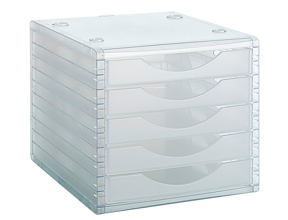 Fichero cajones de sobremesa archivo 2000 260x270x340 mm apilables 5 cajones transparente translucid