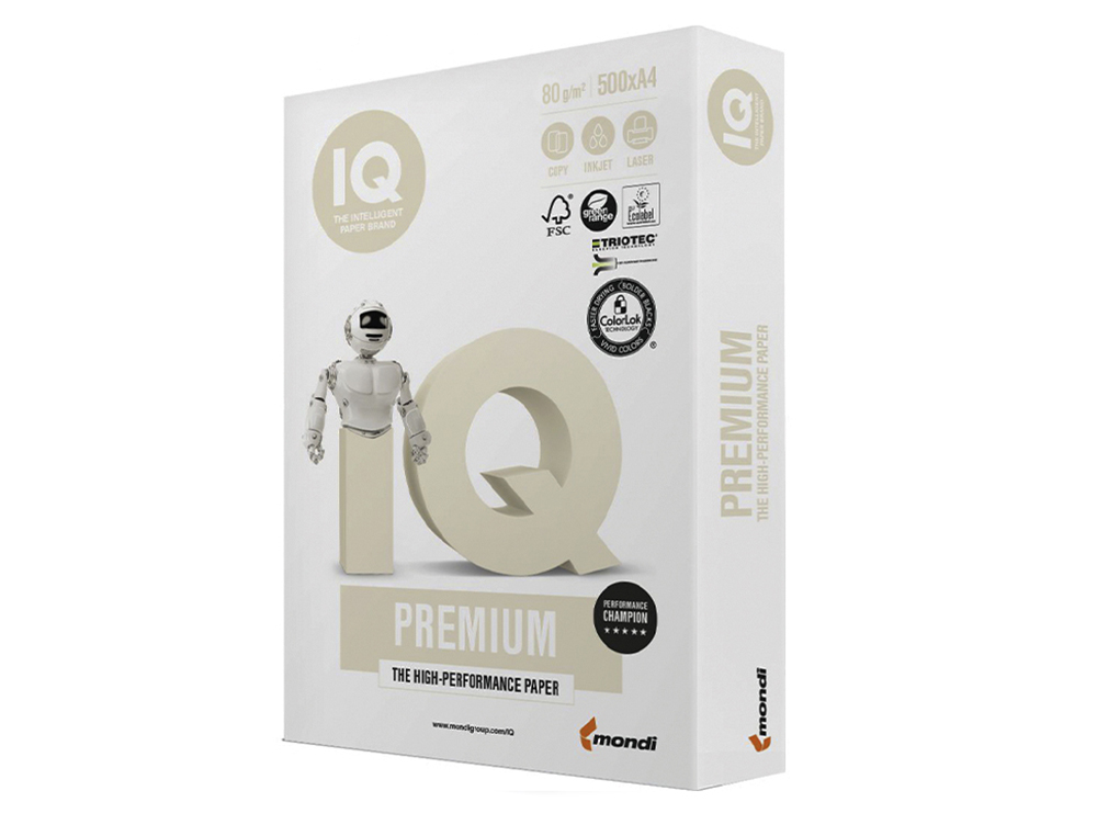 Papel fotocopiadora iq premium din a4 80 gramos paquete de 500 hojas