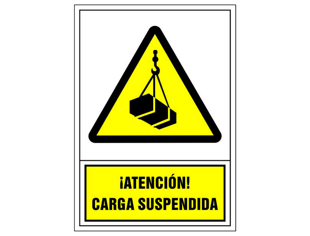 Pictograma syssa señal de advertencia atencion! carga suspendida en pvc 245x345 mm