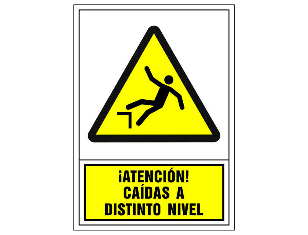 Pictograma syssa señal de advertencia atencion! caidas a distinto nivel en pvc 245x345 mm