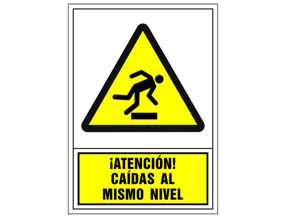 Pictograma syssa señal de advertencia atencion! caidas al mismo nivel en pvc 245x345 mm