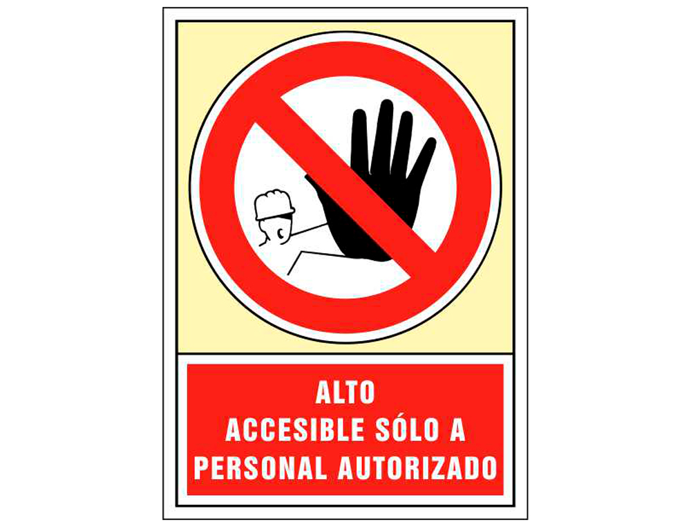 Pictograma syssa señal de prohibicion alto accesible solo a personal autorizado en pvc 245x345 mm