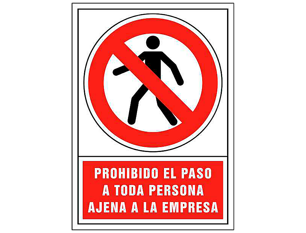 Pictograma syssa señal de prohibicion prohibido el paso a toda persona ajena a la empresa en pvc 245x345 mm