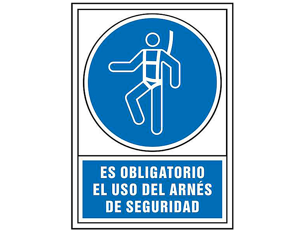 Pictograma syssa señal de obligacion es obligatorio el uso de arnes de seguridad en pvc 245x345 mm