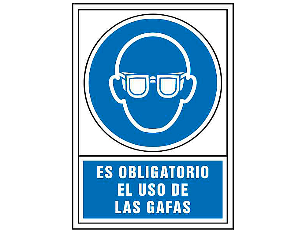 Pictograma syssa señal de obligacion es obligatorio el uso de las gafas en pvc 245x345 mm