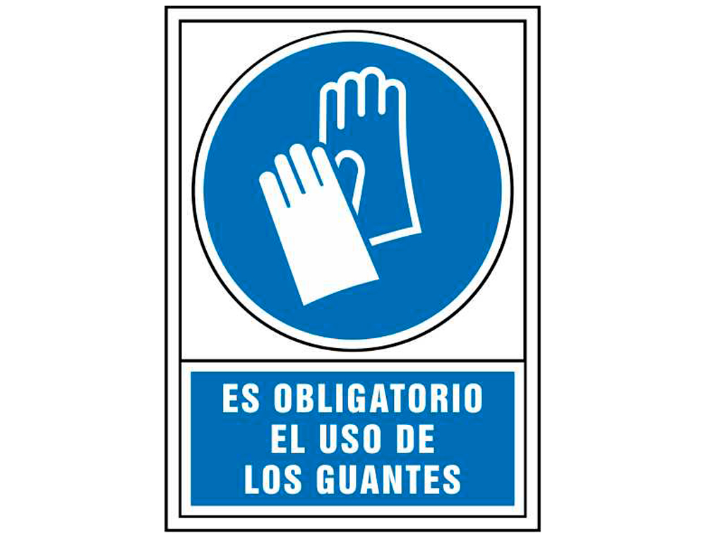 Pictograma syssa señal de obligacion es obligatorio el uso de los guantes en pvc 245x345 mm