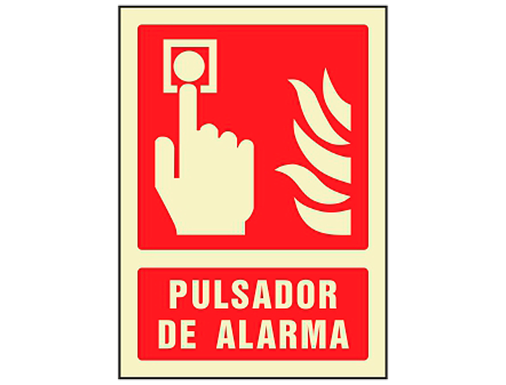 Pictograma syssa señal de pulsador de alarma en pvc fotoluminiscente 210x297 mm