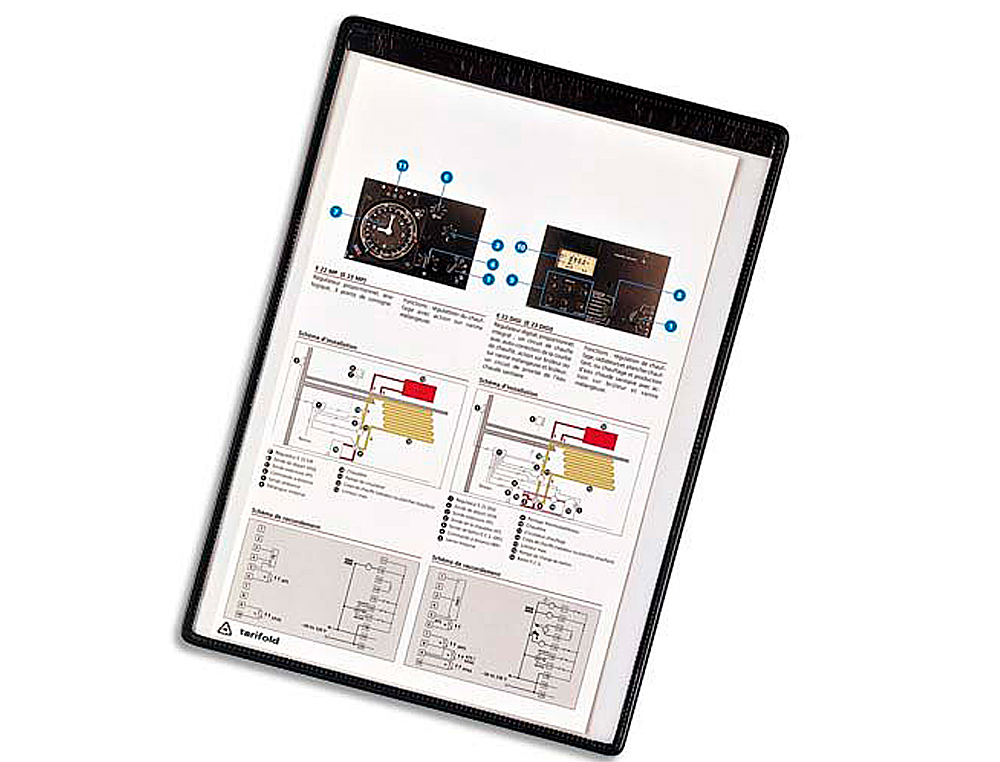 Funda magnetica tarifold pvc din a4 con banda magnetica para colgar negro pack 5 unidades