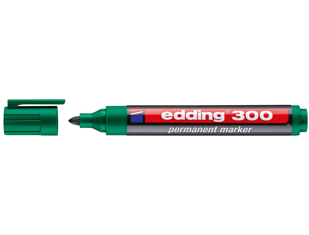 Rotulador edding marcador permanente 300 verde punta redonda 1,5-3 mm recargable