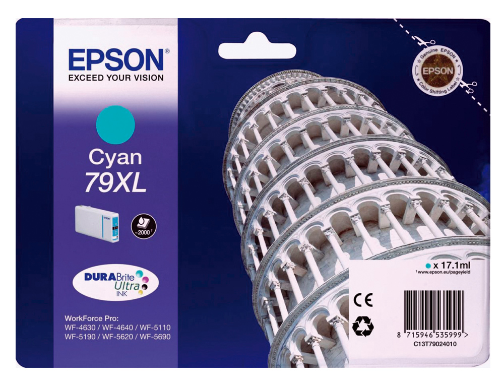 Ink-jet epson 79xl wf 4630 / 4640 / 5110 /-5190 / 5620 / 5690 cian - 2.000 pag-