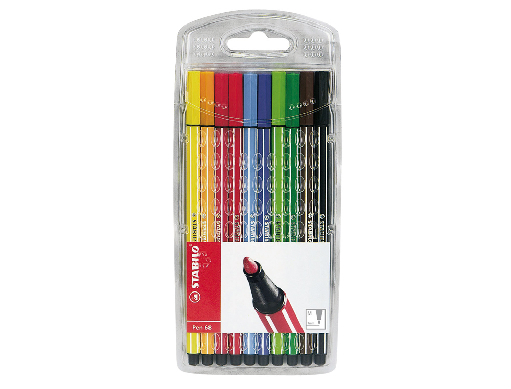 Rotulador stabilo acuarelable pen 68 estuche de 10 unidades colores surtidos