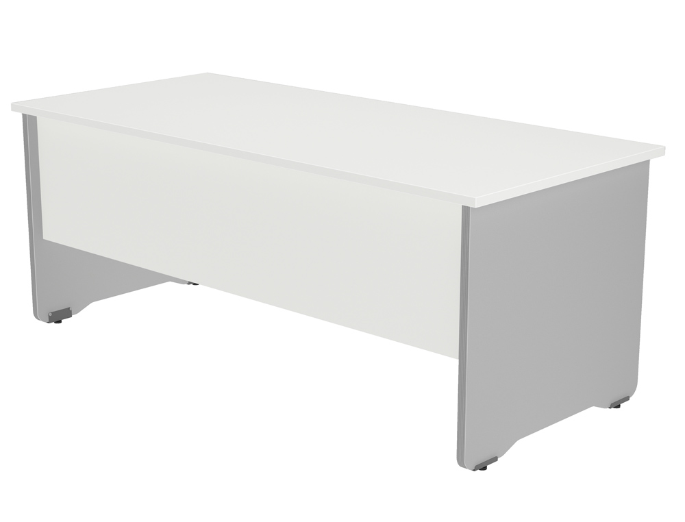 Mesa oficina rocada serie work 180x80 cm acabado ab04 aluminio/blanco