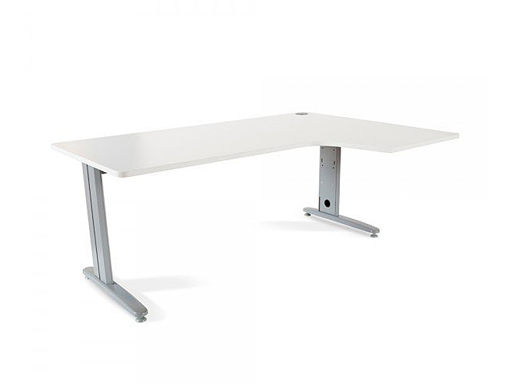 Mesa rocada serie metal 180x120 cm derecha acabado ac04 blanco